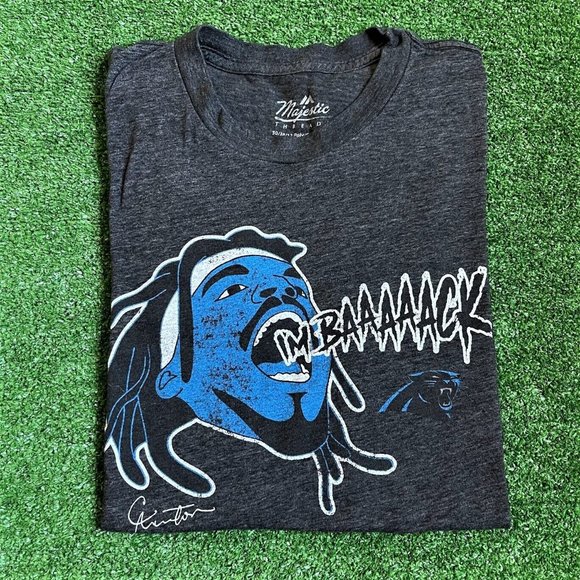 Majestic Threads Cam Newton Carolina Panthers Tri-Blend Graphic T-Shirt Size S - Picture 2 of 11